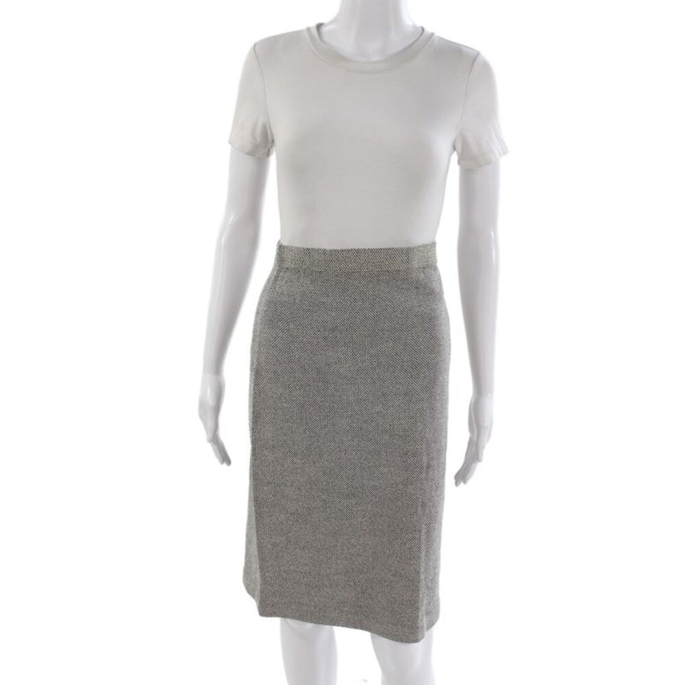 St John Collection Women Pencil Skirt Gray Herringbone Size 8
